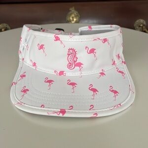 Girls VIMHUE Visor - Flamingo Print with Ponte Vedra Inn & Club Seahorse Logo